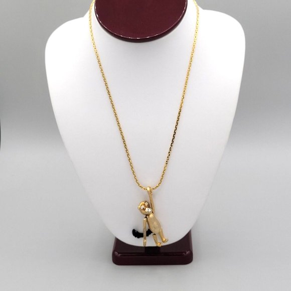 Pan Signed Monkey Pendant Gold Tone Cable Link Chain Fashion Necklace 19 in - Picture 1 of 9
